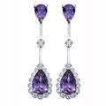 6mm Amethyst Drop Earrings in 10K White Gold with Diamonds (0.154 CT. T.W.)